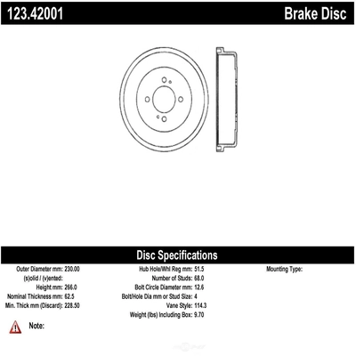 Tambour de frein arrière by CENTRIC PARTS - 123.42001 pa3