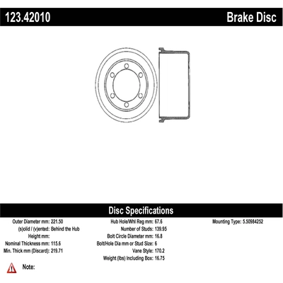 Tambour de frein arrière by CENTRIC PARTS - 123.42010 pa1