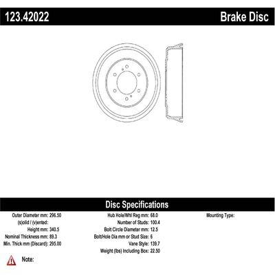 Tambour de frein arrière by CENTRIC PARTS - 123.42022 pa2