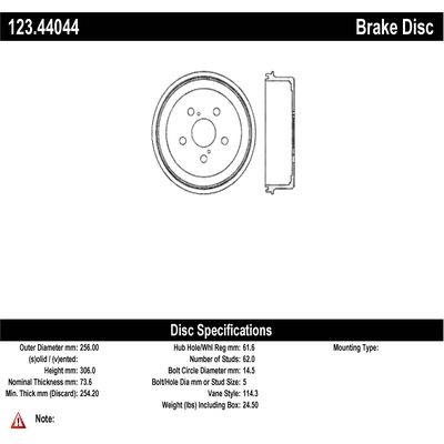 CENTRIC PARTS - 123.44044 - Rear Brake Drum pa1