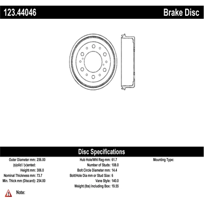 CENTRIC PARTS - 123.44046 - Tambour de frein arrière pa2