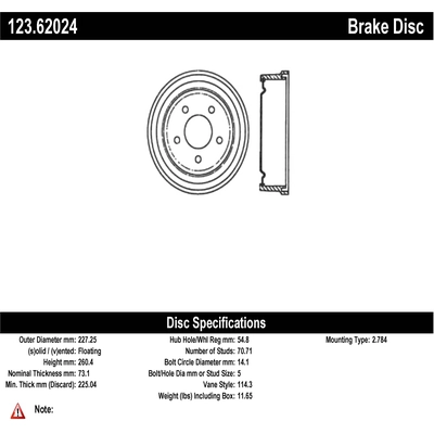 Tambour de frein arrière by CENTRIC PARTS - 123.62024 pa2