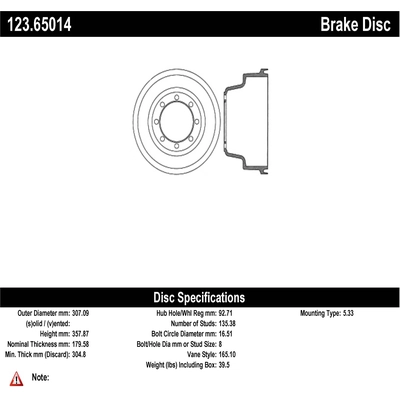 Tambour de frein arrière by CENTRIC PARTS - 123.65014 pa2