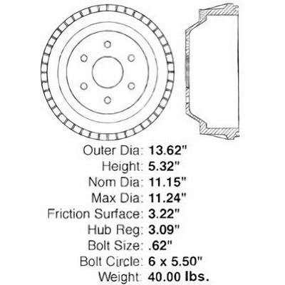 Tambour de frein arrière by CENTRIC PARTS - 123.66018 pa3