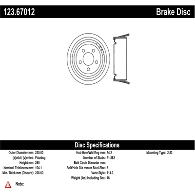 Rear Brake Drum by CENTRIC PARTS - 123.67012 pa2