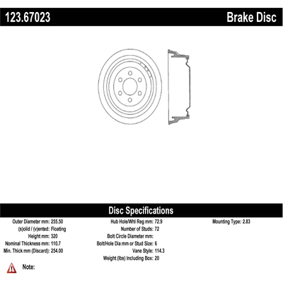 Tambour de frein arrière by CENTRIC PARTS - 123.67023 pa1