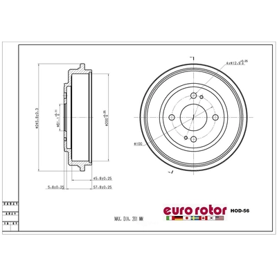 EUROROTOR - HOD56 - Rear Brake Drum pa3