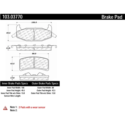 Rear Ceramic Pads by CENTRIC PARTS - 103.03770 pa2