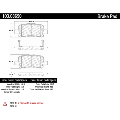 CENTRIC PARTS - 103.08650 - Rear Ceramic Pads pa1