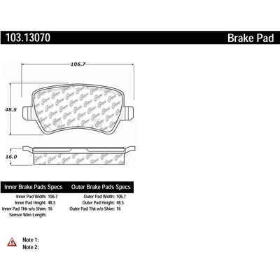 Rear Ceramic Pads by CENTRIC PARTS - 103.13070 pa1