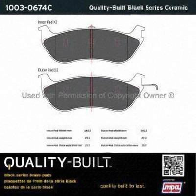 Rear Ceramic Pads by QUALITY-BUILT - 1003-0674C pa1