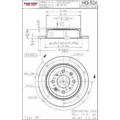 Rear Disc Brake Rotor by ULTRA - HO524 pa1