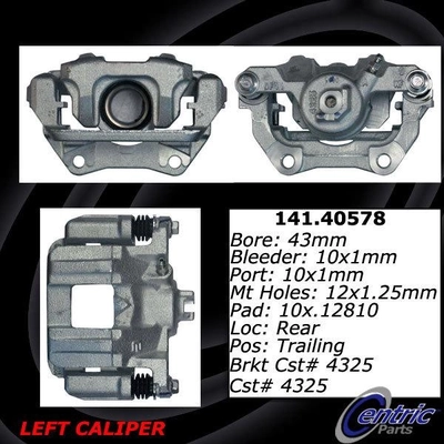 Rear Left Rebuilt Caliper With Hardware by CENTRIC PARTS - 141.40578 pa3