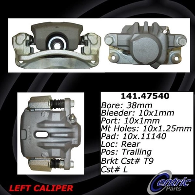 Rear Left Rebuilt Caliper With Hardware by CENTRIC PARTS - 141.47540 pa1