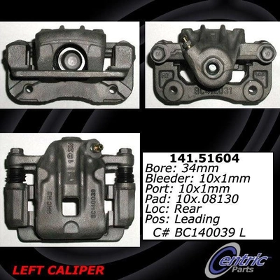 Rear Left Rebuilt Caliper With Hardware by CENTRIC PARTS - 141.51604 pa6