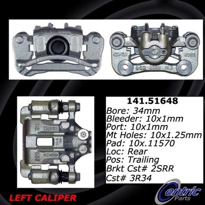 Rear Left Rebuilt Caliper With Hardware by CENTRIC PARTS - 141.51648 pa7