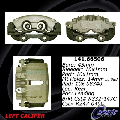 Rear Left Rebuilt Caliper With Hardware by CENTRIC PARTS - 141.66506 pa8