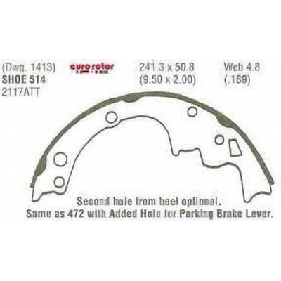 EUROROTOR - 514 - Rear New Brake Shoes pa3