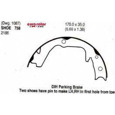 Rear Parking Brake Shoes by EUROROTOR - 758 pa1