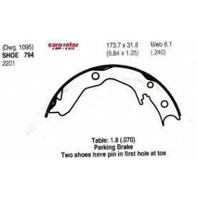 Patins de frein de stationnement arrière by EUROROTOR - 794 pa1