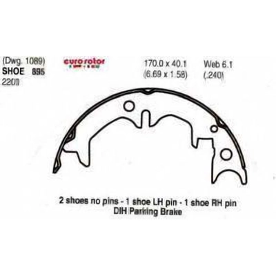 Rear Parking Brake Shoes by EUROROTOR - 895 pa1