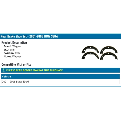 WAGNER - Z831 - Rear Parking Brake Shoes pa6