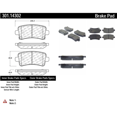 Plaquettes de frein arrière en céramique qualité supérieur by CENTRIC PARTS - 301.14302 pa1