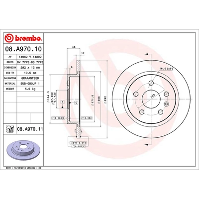 Rear Premium Rotor by BREMBO - 08.A970.11 (1 Qty) pa2