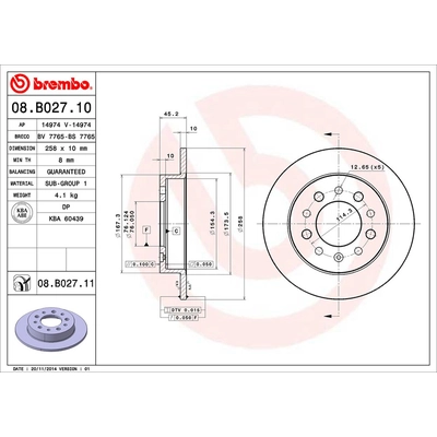 Rear Premium Rotor by BREMBO - 08.B027.11 (1 Qty) pa1