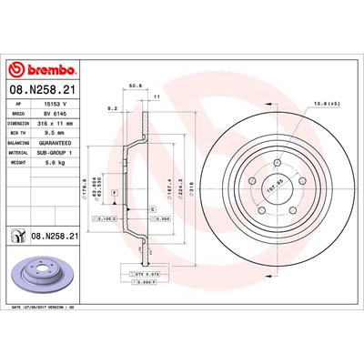 Rear Premium Rotor by BREMBO - 08.N258.21 (1 Qty) pa2