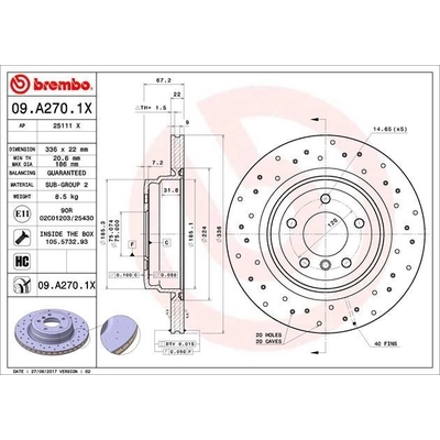 Rear Premium Rotor by BREMBO - 09.A270.1X (1 Qty) pa4