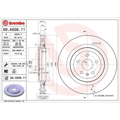 Rear Premium Rotor by BREMBO - 09.A508.11 (1 Qty) pa3