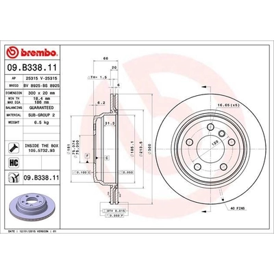 Rear Premium Rotor by BREMBO - 09.B338.11 (1 Qty) pa8