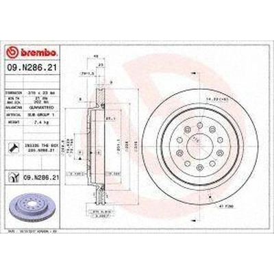 Rear Premium Rotor by BREMBO - 09.N286.21 (1 Qty) pa2