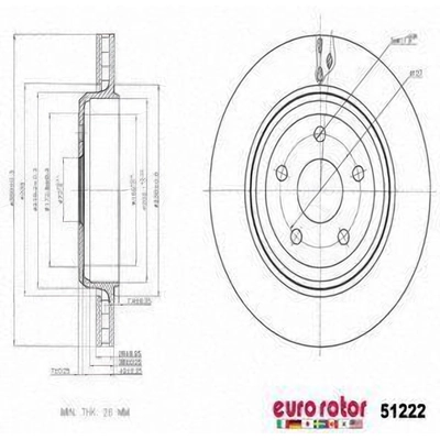 Rear Premium Rotor by EUROROTOR - 51222 pa6