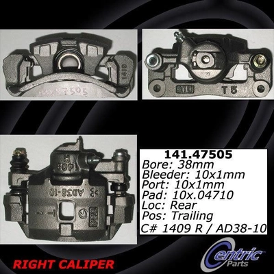 Rear Right Rebuilt Caliper With Hardware by CENTRIC PARTS - 141.47505 pa4