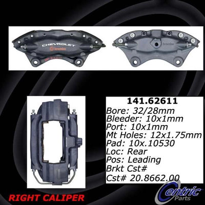 Rear Right Rebuilt Caliper With Hardware by CENTRIC PARTS - 141.62611 pa1