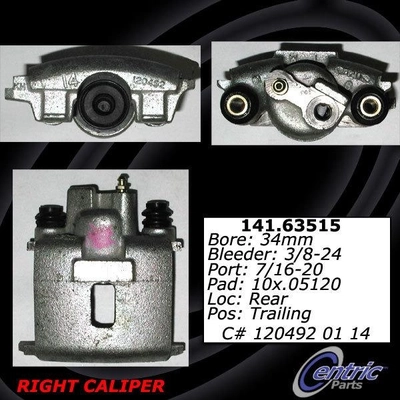 Rear Right Rebuilt Caliper With Hardware by CENTRIC PARTS - 141.63515 pa1