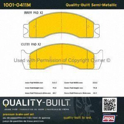 Plaquettes arrière semi-métallique by QUALITY-BUILT - 1001-0411M pa1