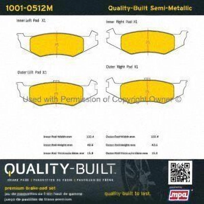 Plaquettes arrière semi-métallique by QUALITY-BUILT - 1001-0512M pa2