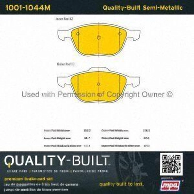 Plaquettes arrière semi-métallique by QUALITY-BUILT - 1001-1044M pa2