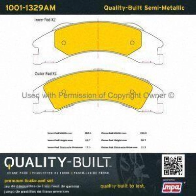 Plaquettes arrière semi-métallique by QUALITY-BUILT - 1001-1329AM pa2