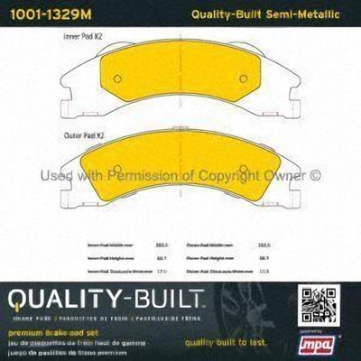 Plaquettes arrière semi-métallique by QUALITY-BUILT - 1001-1329M pa2