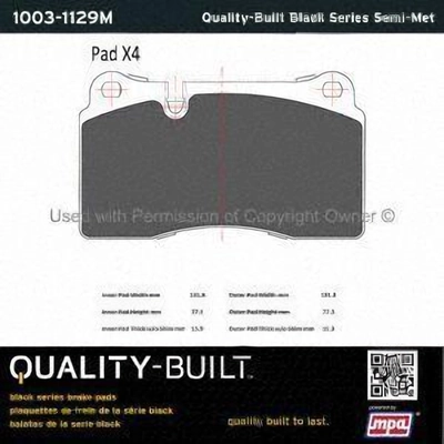 Plaquettes arrière semi-métallique by QUALITY-BUILT - 1003-1129M pa9