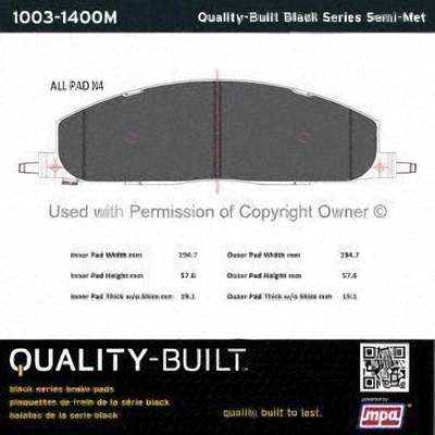 Plaquettes arrière semi-métallique by QUALITY-BUILT - 1003-1400M pa1