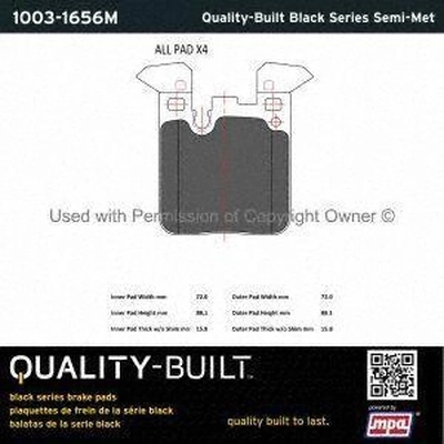 Rear Semi Metallic Pads by QUALITY-BUILT - 1003-1656M pa1