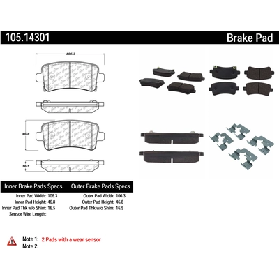 plaquettes arrière en céramique de qualité supérieur by CENTRIC PARTS - 105.14301 pa3