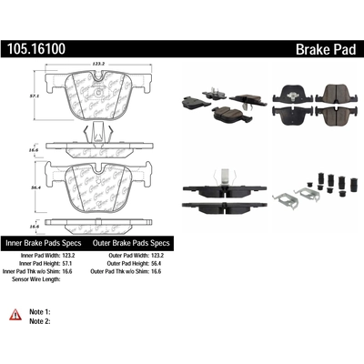 plaquettes arrière en céramique de qualité supérieur by CENTRIC PARTS - 105.16100 pa3