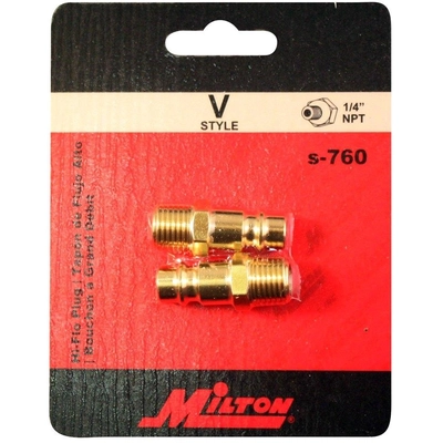 V-Style 1/4" (M) NPT High Flow Quick Coupler Plug, 10 Pieces (Pack of 10) by MILTON INDUSTRIES INC - 760 pa1