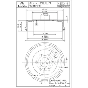 Tambour de frein arrière by BREMBO pa8